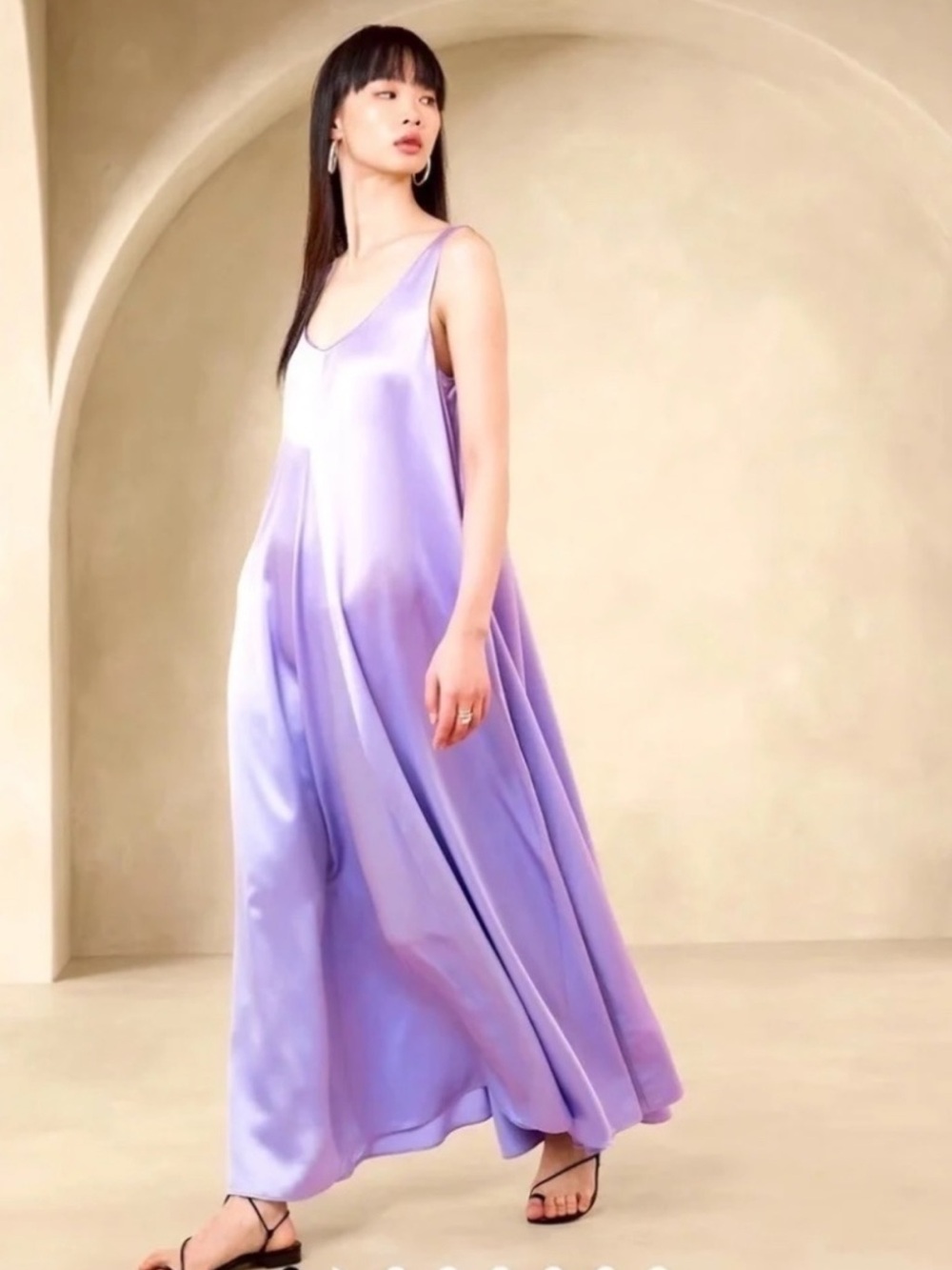 Banana Republic Serenade Silk Maxi Dress In Lilac Purple Size Large NWT